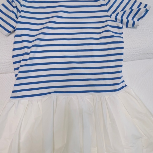 TANYA TAYLOR: Brand New Blue/White Strip Dress with pockets - Size Medium - Picture 9 of 10